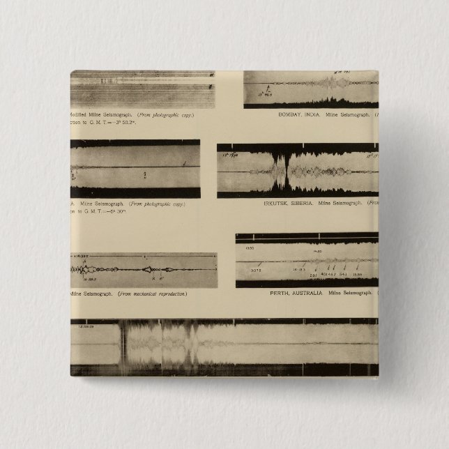 California Seismograms 2 Pinback Button (Front)