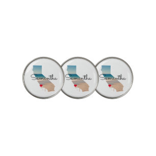 California Shape Heart Photo Golf Ball Marker