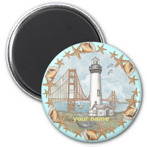 California Shells custom name Lighthouse magnet