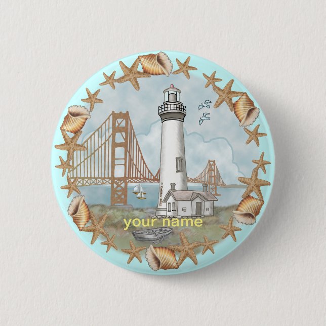 California Shells Lighthouse  Button (Front)