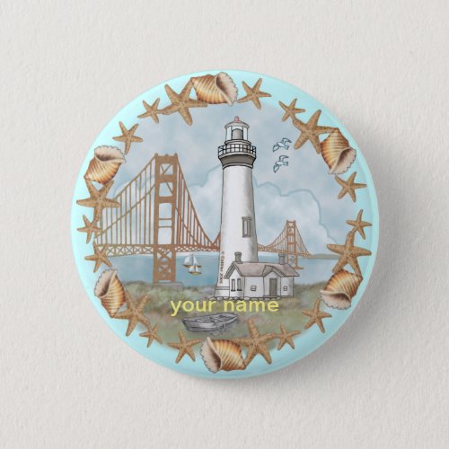 California Shells Lighthouse custom name Button