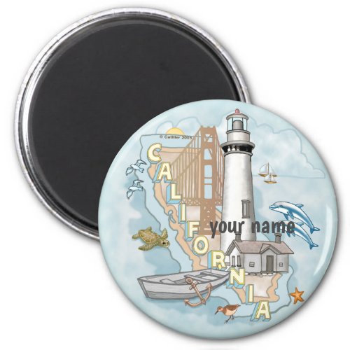 California Shells Lighthouse custom name magnet 