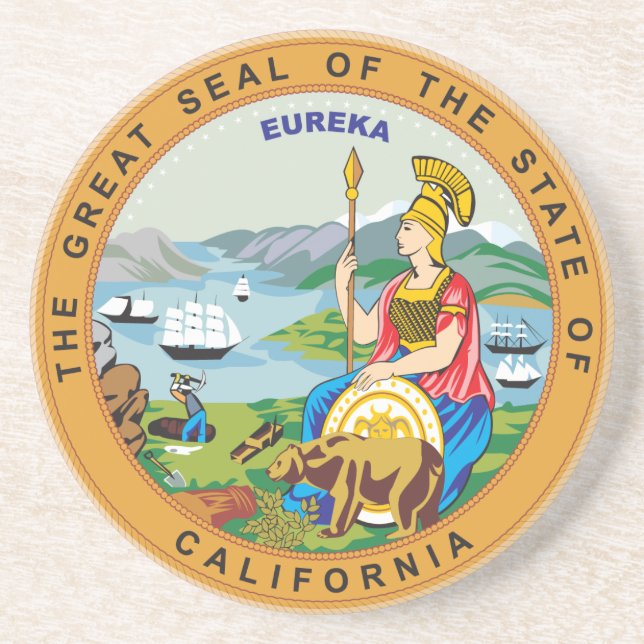 California sign sandstone coaster (Front)