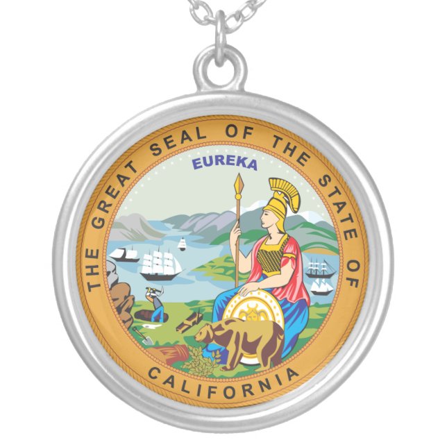 California sign silver plated necklace (Front)