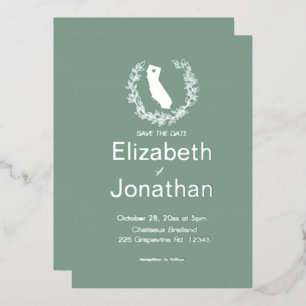 California Silhouette Simple Destination Wedding Foil Invitation