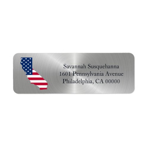 California Silver State American Flag Patriotic Label