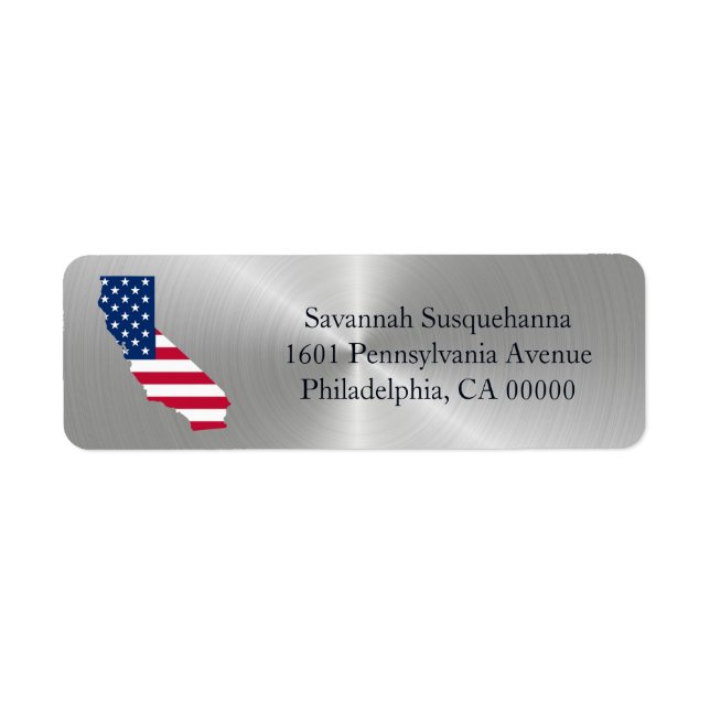 California Silver State American Flag Patriotic Label (Front)