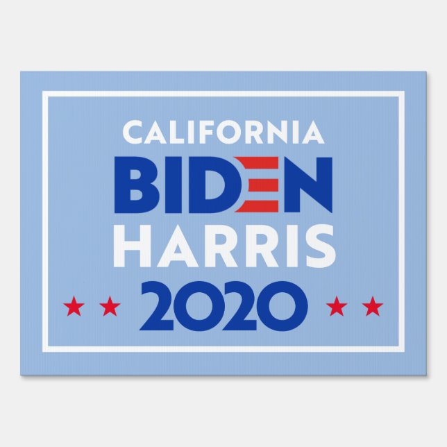 CALIFORNIA Simple Joe Biden Kamala Harris 2020 Sign (Back)