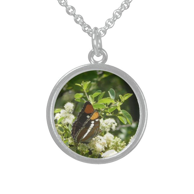 California Sister Butterfly in Yosemite Sterling Silver Necklace (Front)