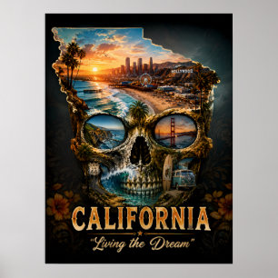 California Skull Art Print   State of Mind