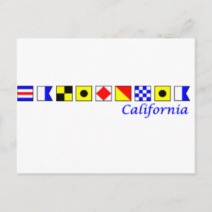 california spelled with nautical flag alphabet postcard