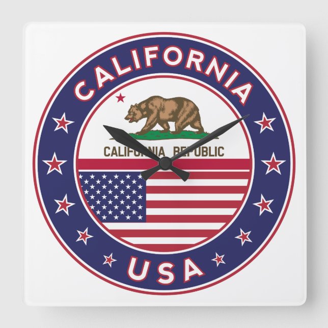 California Square Wall Clock (Front)