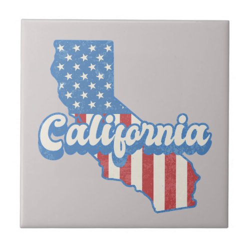 California Stars  Stripes Silhouette  Ceramic Tile