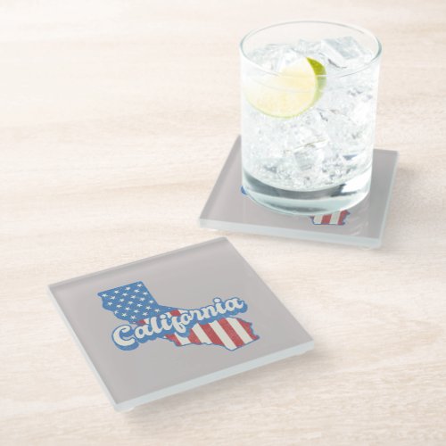 California Stars  Stripes Silhouette  Glass Coaster