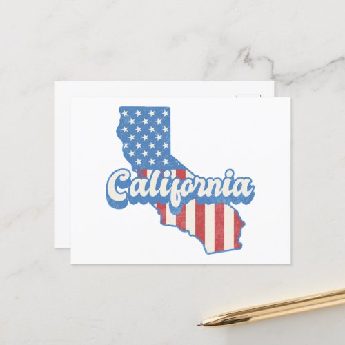 California Stars  Stripes Silhouette Postcard