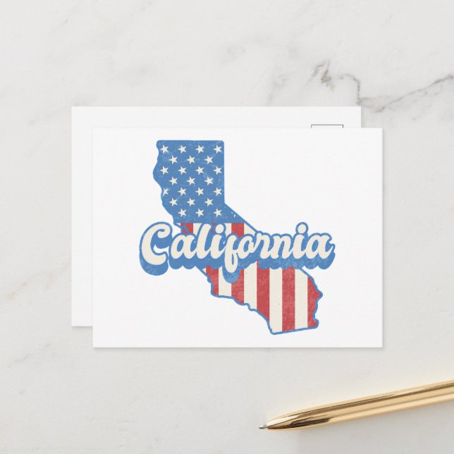 California Stars & Stripes Silhouette Postcard (Front/Back In Situ)