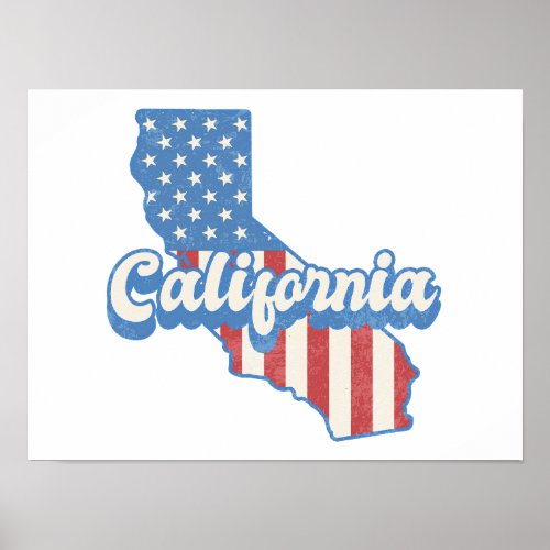 California Stars  Stripes Silhouette Poster