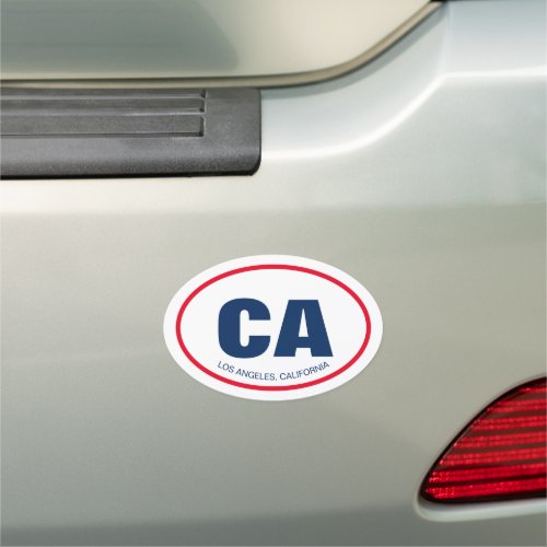 California state abbreviation and city name bumper car magnet