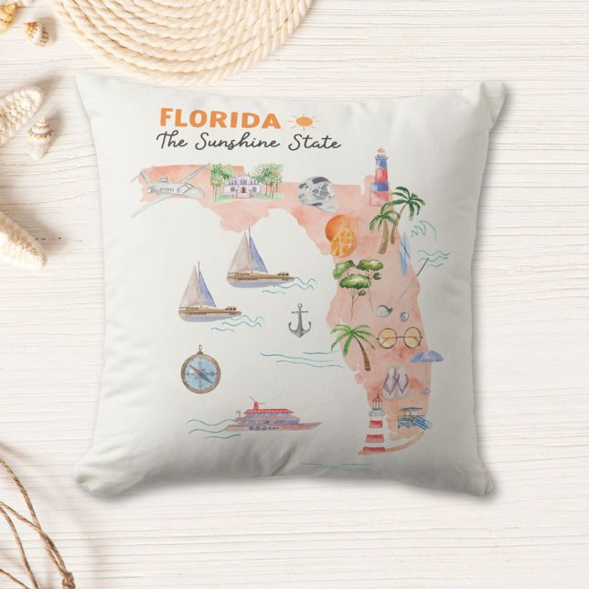 California State Art Map Throw Pillow (In situ)
