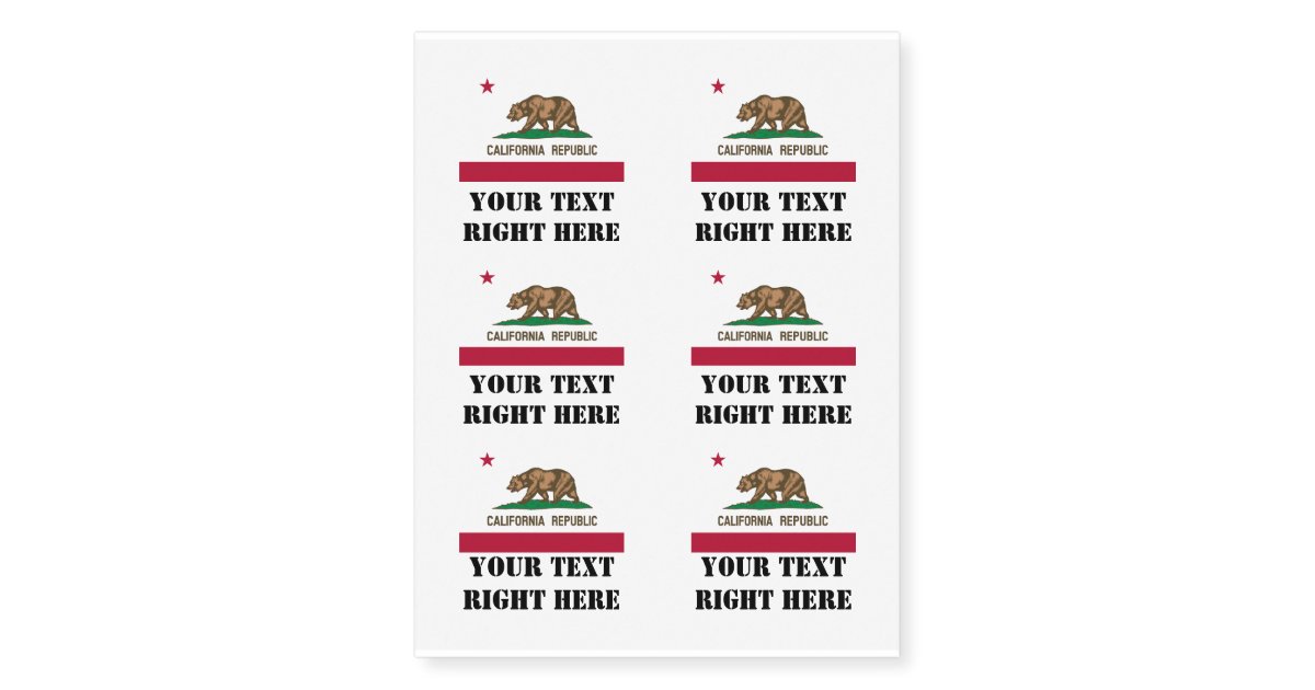 California State Bear Flag Custom Diy Temporary Tattoos Zazzle Com