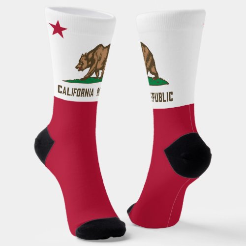 California State Bear Flag Proud Californian Fun Socks