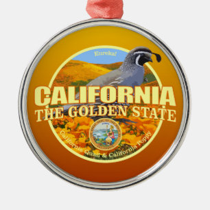 California State Bird & Flower Metal Ornament
