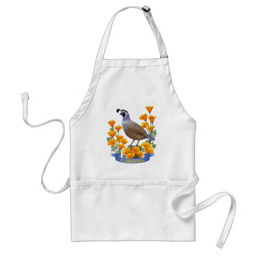 California State Bird Quail  Golden Poppy Adult Apron