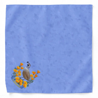 California State Bird Quail & Golden Poppy Bandana