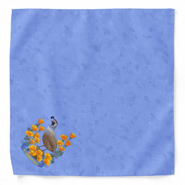 California State Bird Quail & Golden Poppy Bandana (Front)