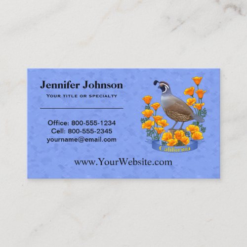 California State Bird Quail  Golden Poppy Business Card
