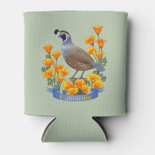 California State Bird Quail & Golden Poppy Can Cooler