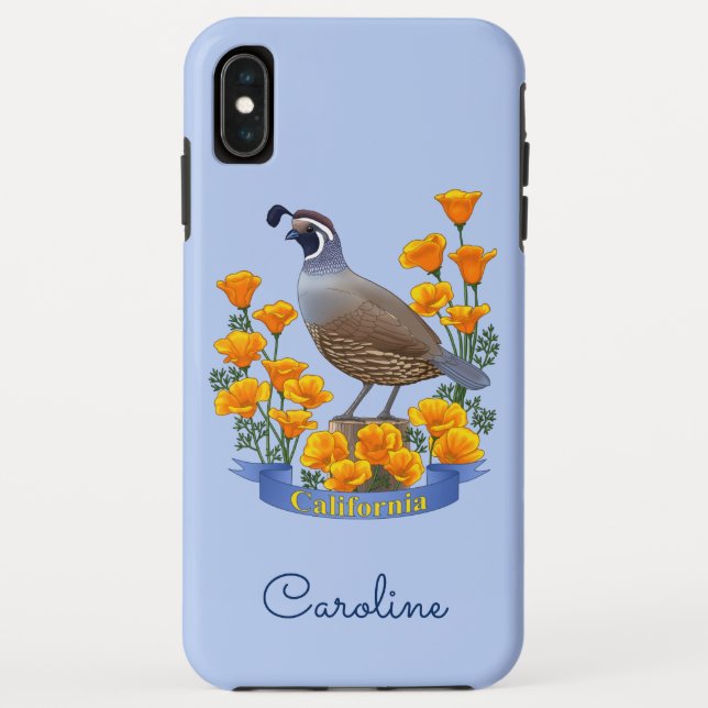 California State Bird Quail & Golden Poppy Case-Mate iPhone Case (Back)
