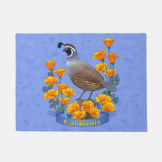California State Bird Quail & Golden Poppy Doormat