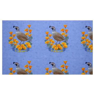 California State Bird Quail & Golden Poppy Fabric