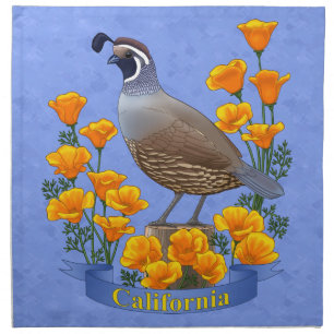 California State Bird Quail & Golden Poppy Napkin