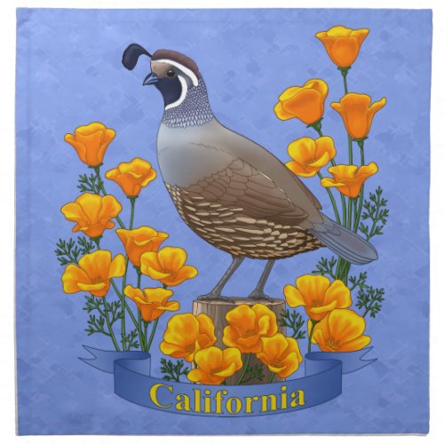 California State Bird Quail  Golden Poppy Napkin