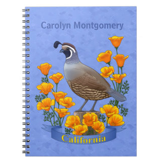 California State Bird Quail & Golden Poppy Notebook