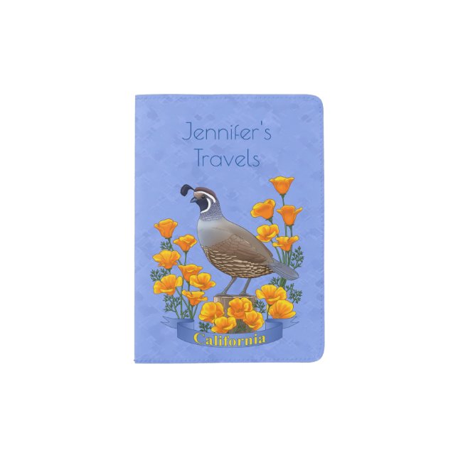 California State Bird Quail & Golden Poppy Passport Holder (Front)