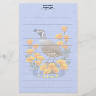 California State Bird Quail & Golden Poppy Stationery
