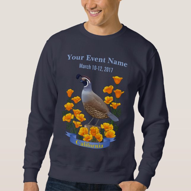 California State Bird Quail & Golden Poppy Sweatshirt (Front)