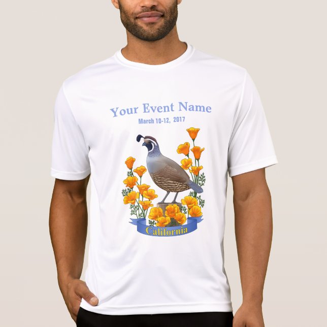 California State Bird Quail & Golden Poppy T-Shirt (Front)