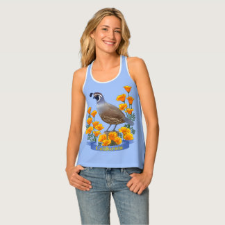 California State Bird Quail & Golden Poppy Tank Top