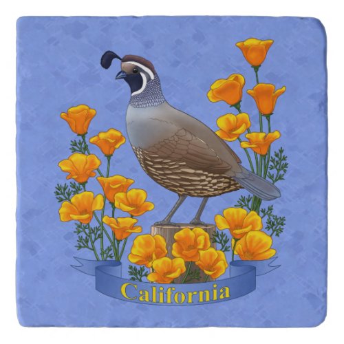 California State Bird Quail  Golden Poppy Trivet