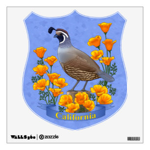 California State Bird Quail & Golden Poppy Wall Sticker