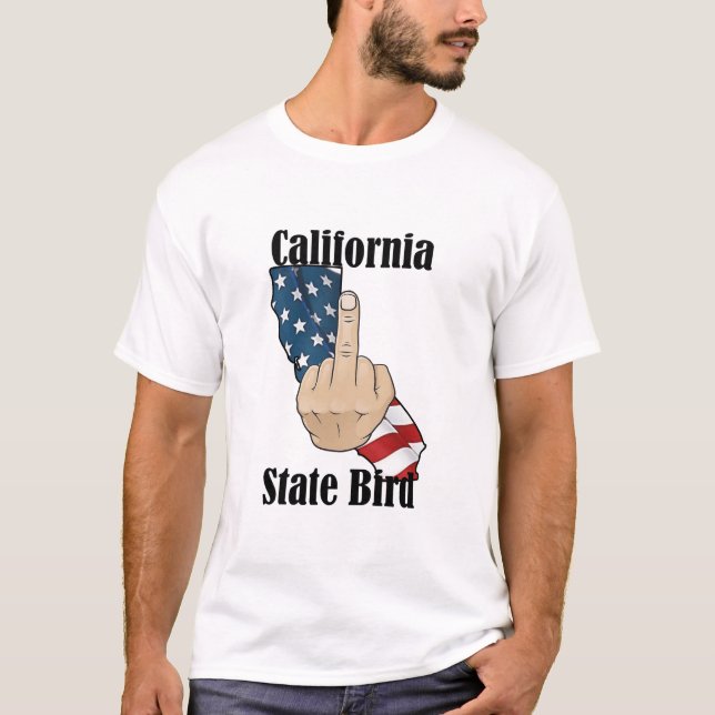 California state bird t-shirt middle finger flag (Front)