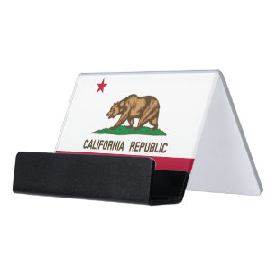 California State & Californian Flag / USA Desk Business Card Holder