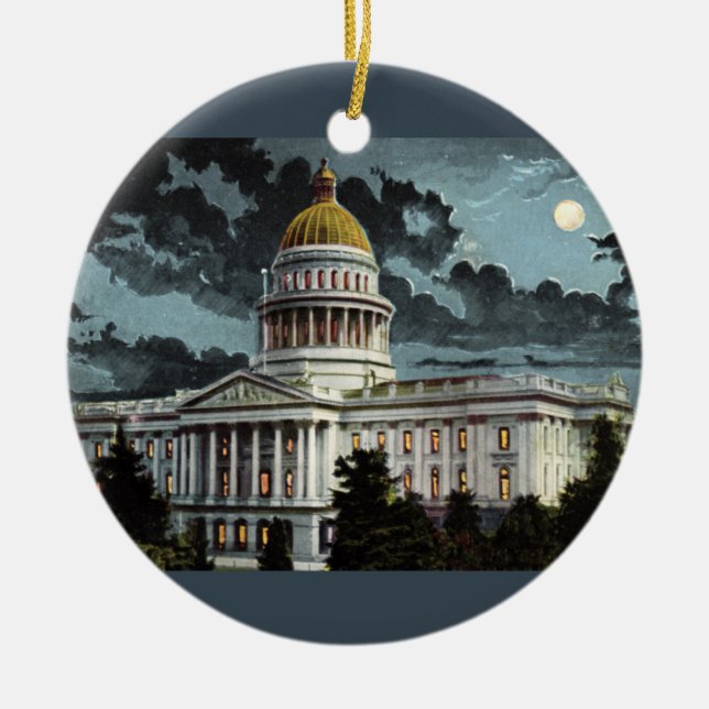 California State Capitol Moonlight Ceramic Ornament (Front)