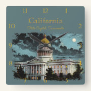 California State Capitol Moonlight Custom Square W Square Wall Clock
