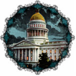 California State Capitol Moonlight Ornament<br><div class="desc">The original vintage postcard,  from 1910,  shows the California State Capitol in Sacramento,  at night lit by moonlight. Reprinted on this beautiful Christmas ornament with Victorian filagree trim.</div>