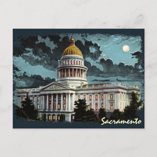 California State Capitol Moonlight Postcard